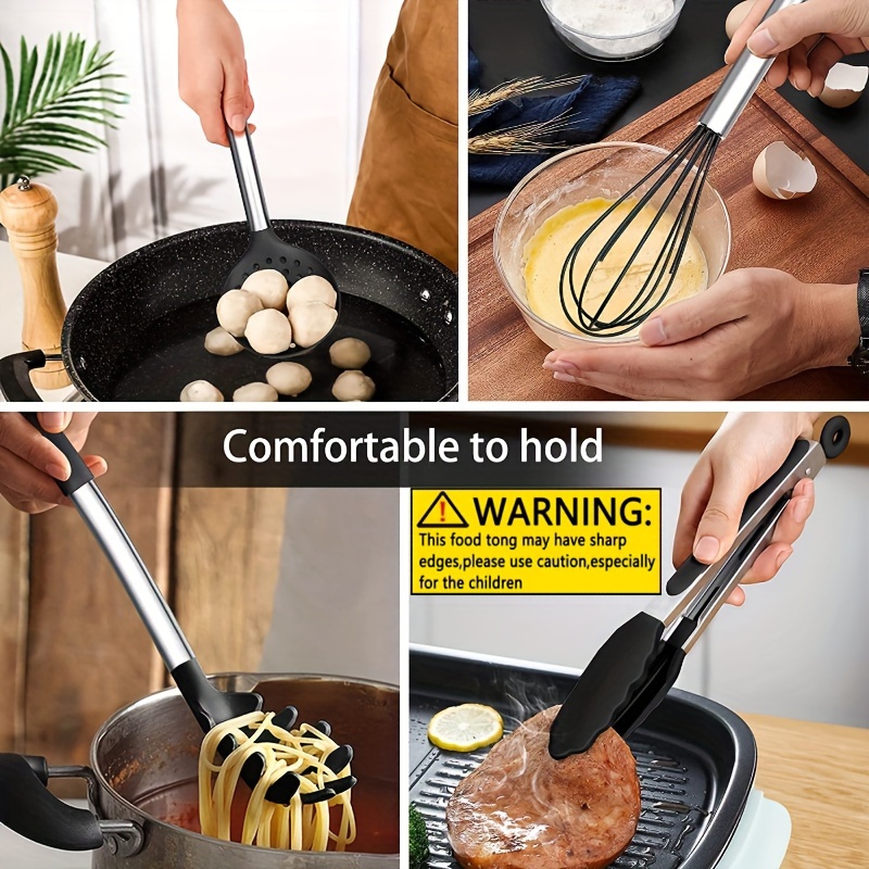 Ensemble de 15 ustensiles de cuisine en silicone avec manches en acier inoxydable – Image 14