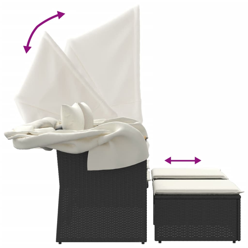 Canapé de jardin 2 places avec parasol & tabouret – Image 8