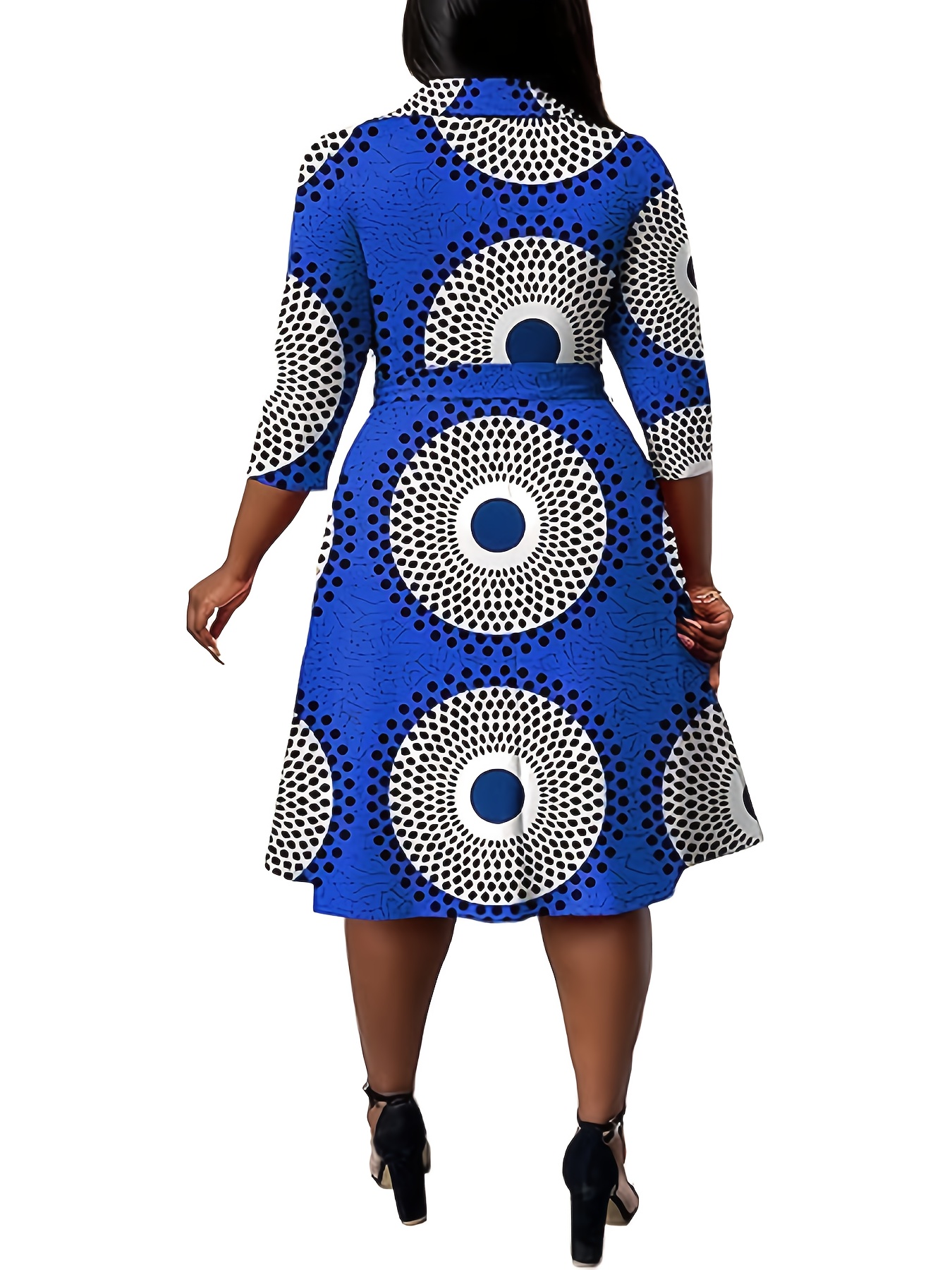 Robe extensible à col V avec ceinture à manches mi-longues – Image 10