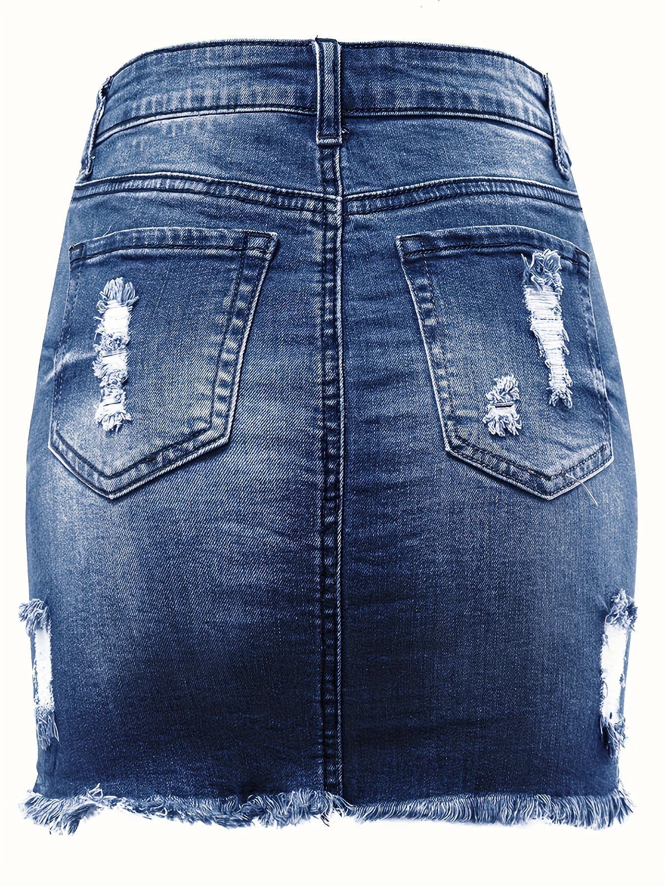 Jupe en jean courte taille haute déchirée – Image 11