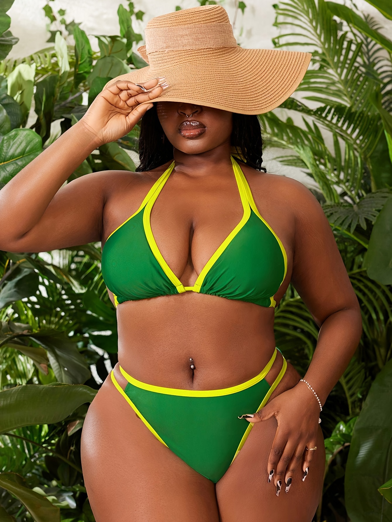 Bikini extensible 2 pièces bordure jaune – Image 2