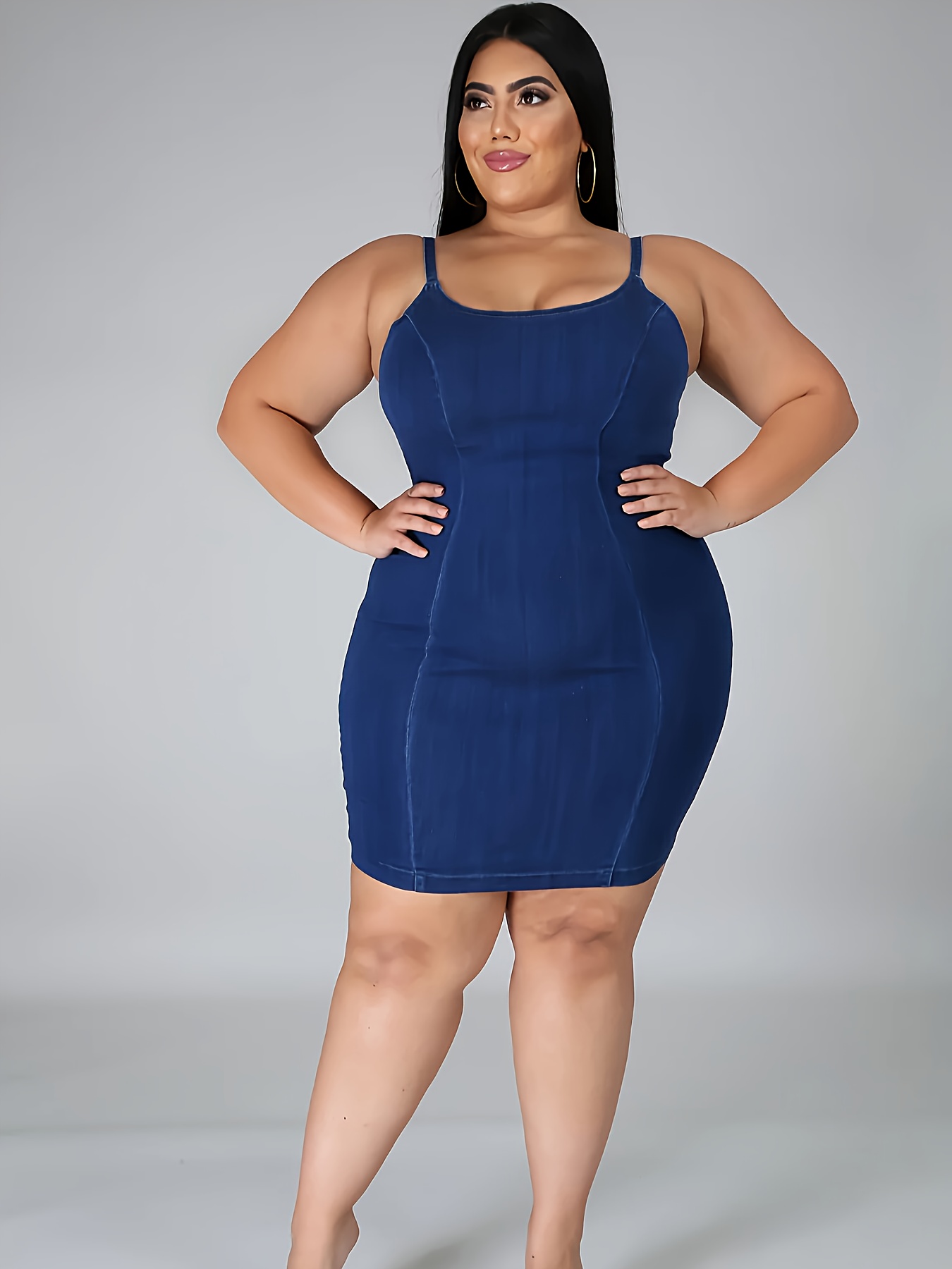 Robe sexy moulante en jean à encolure dégagée – Image 9