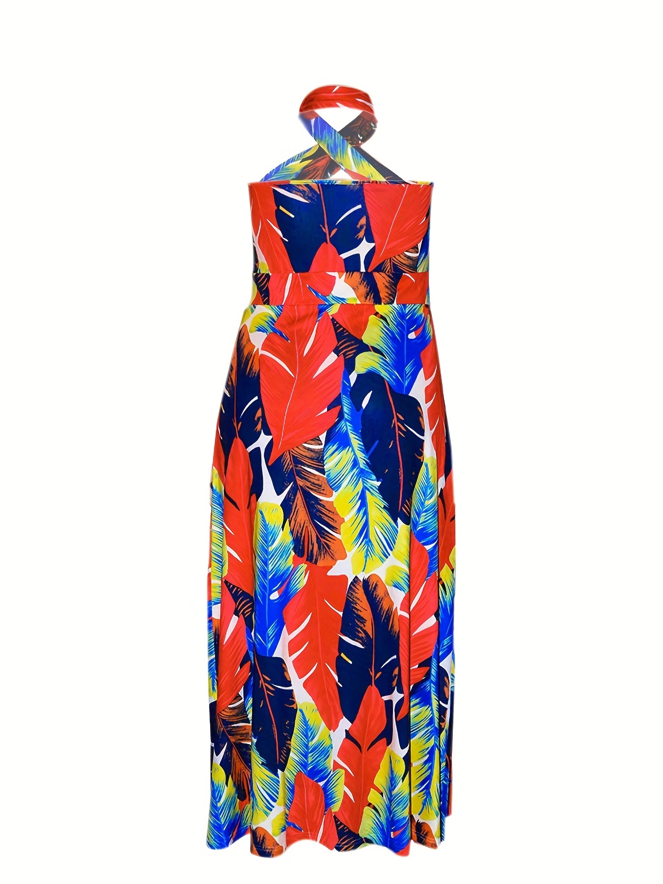 Robe à étirement moyen à dos nu imprimé tropical criss cross – Image 9
