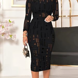 Robe moulante sexy en maille avec fermeture éclair