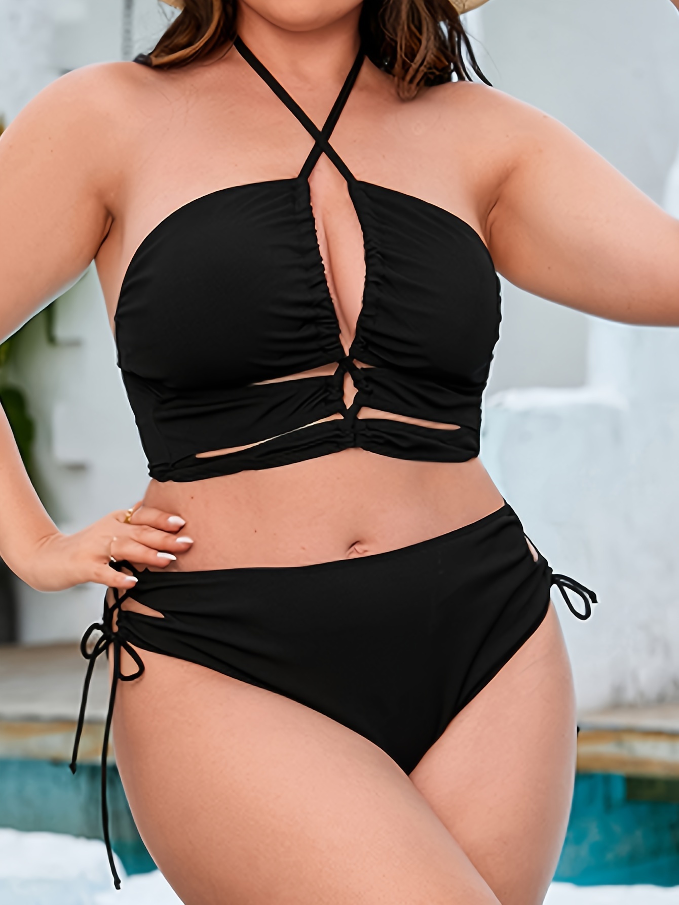 Bikini 2 pièces à rayures avec liens ajustables – Image 6