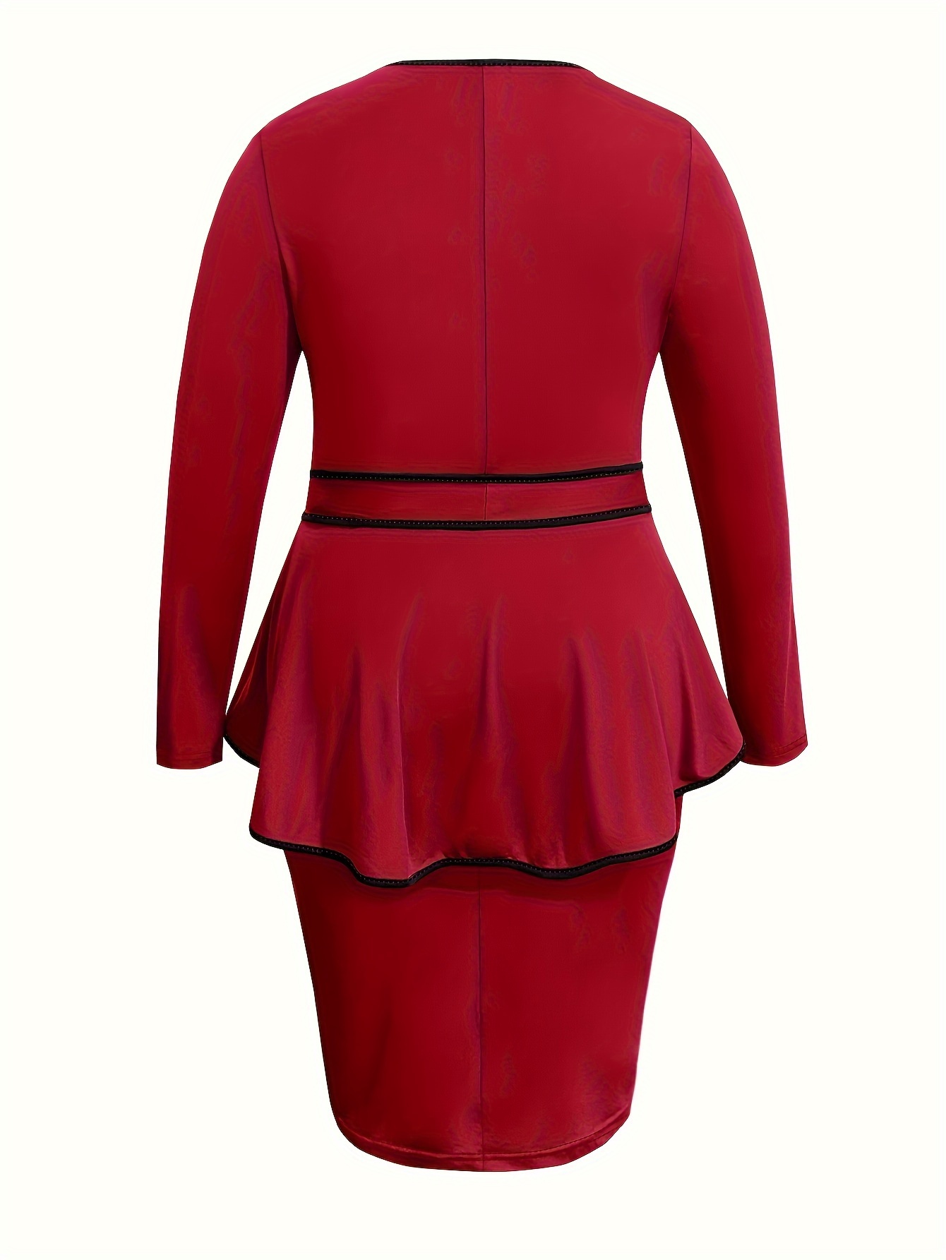 Robe moulante extensible élégante à col rond & bordure contrastée – Image 5
