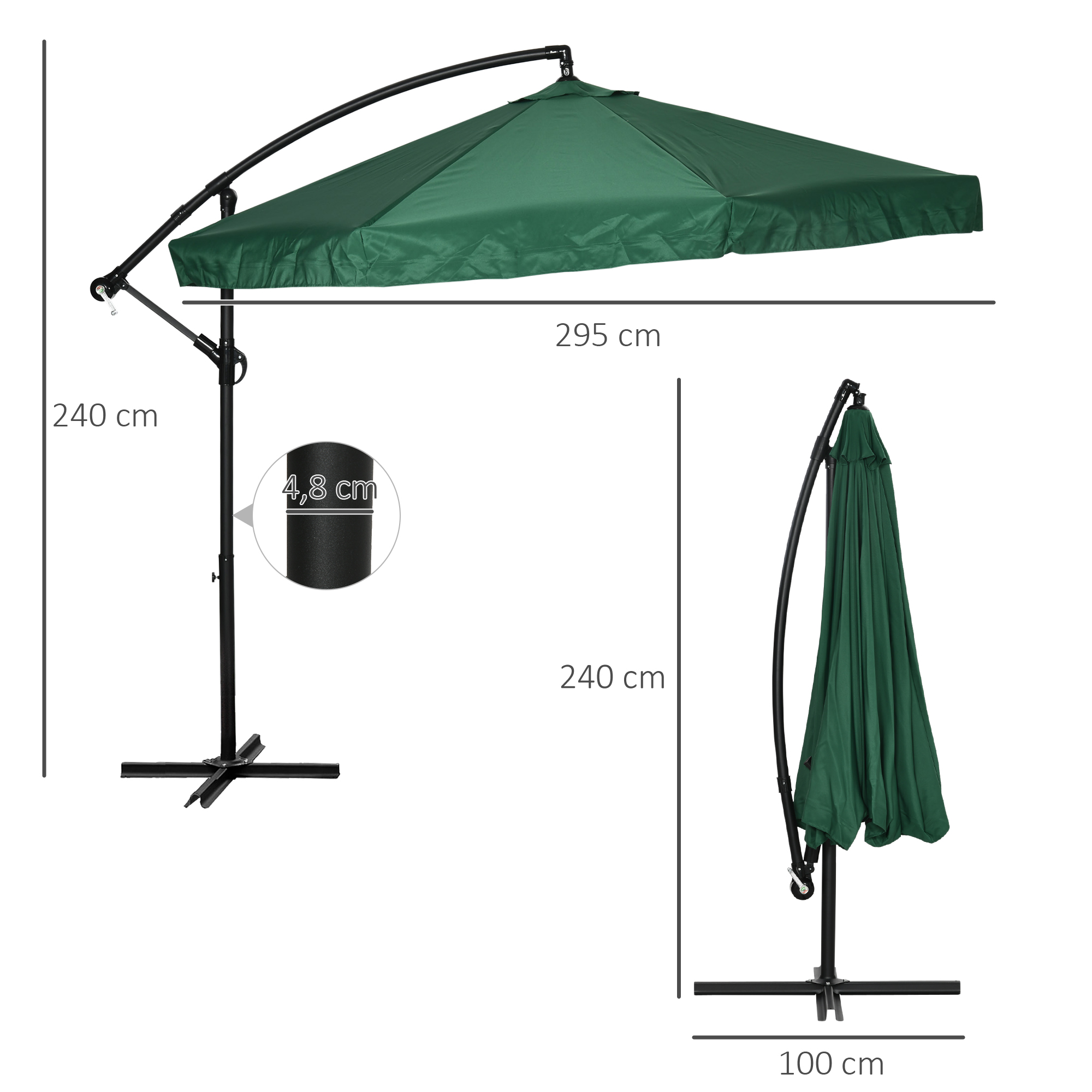Parasol octogonal avec moustiquaire 295/242 H cm – Image 3