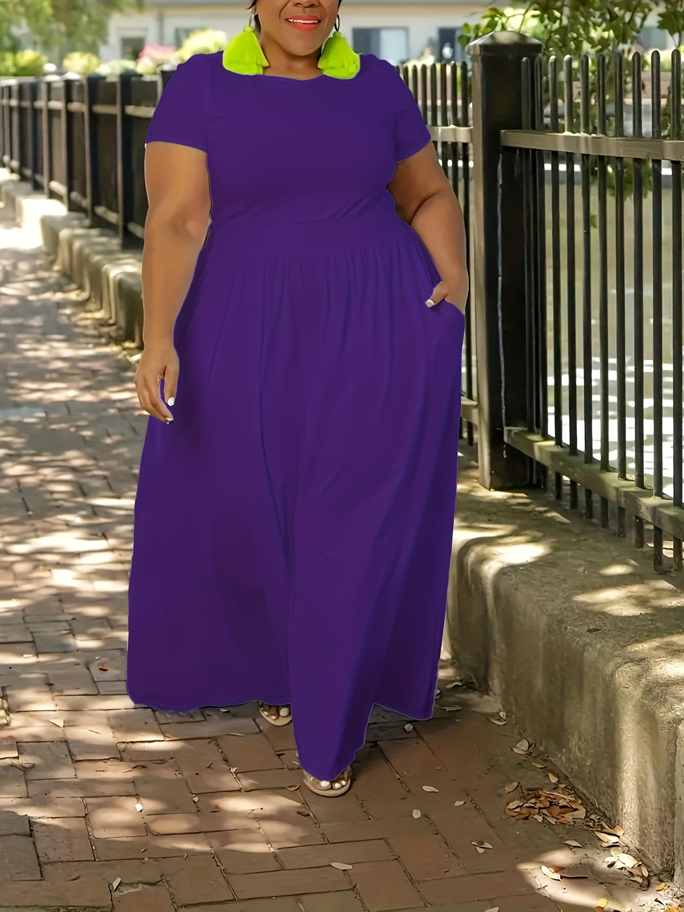Robe longue à manches courtes à élasticité moyenne – Image 5