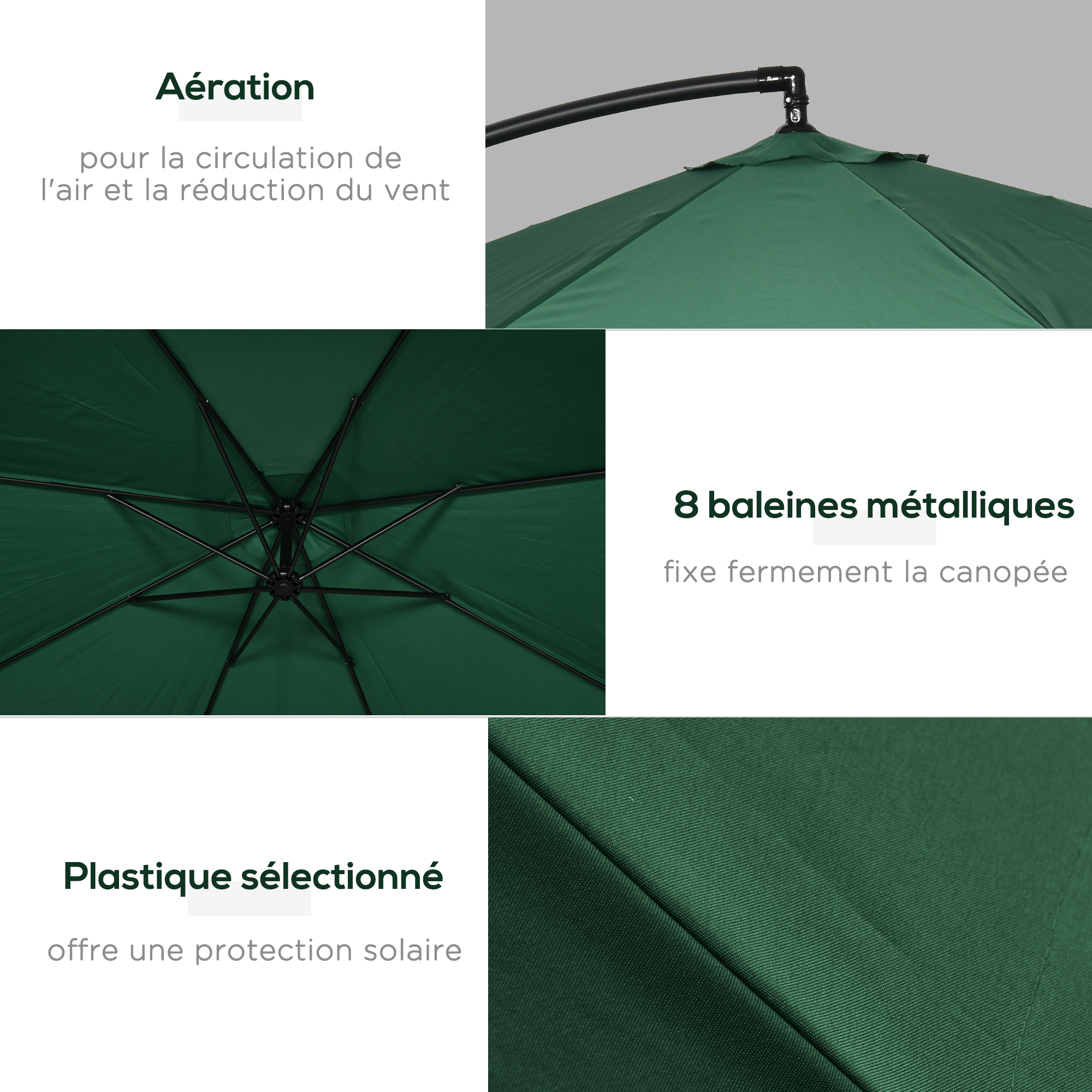 Parasol octogonal avec moustiquaire 295/242 H cm – Image 7