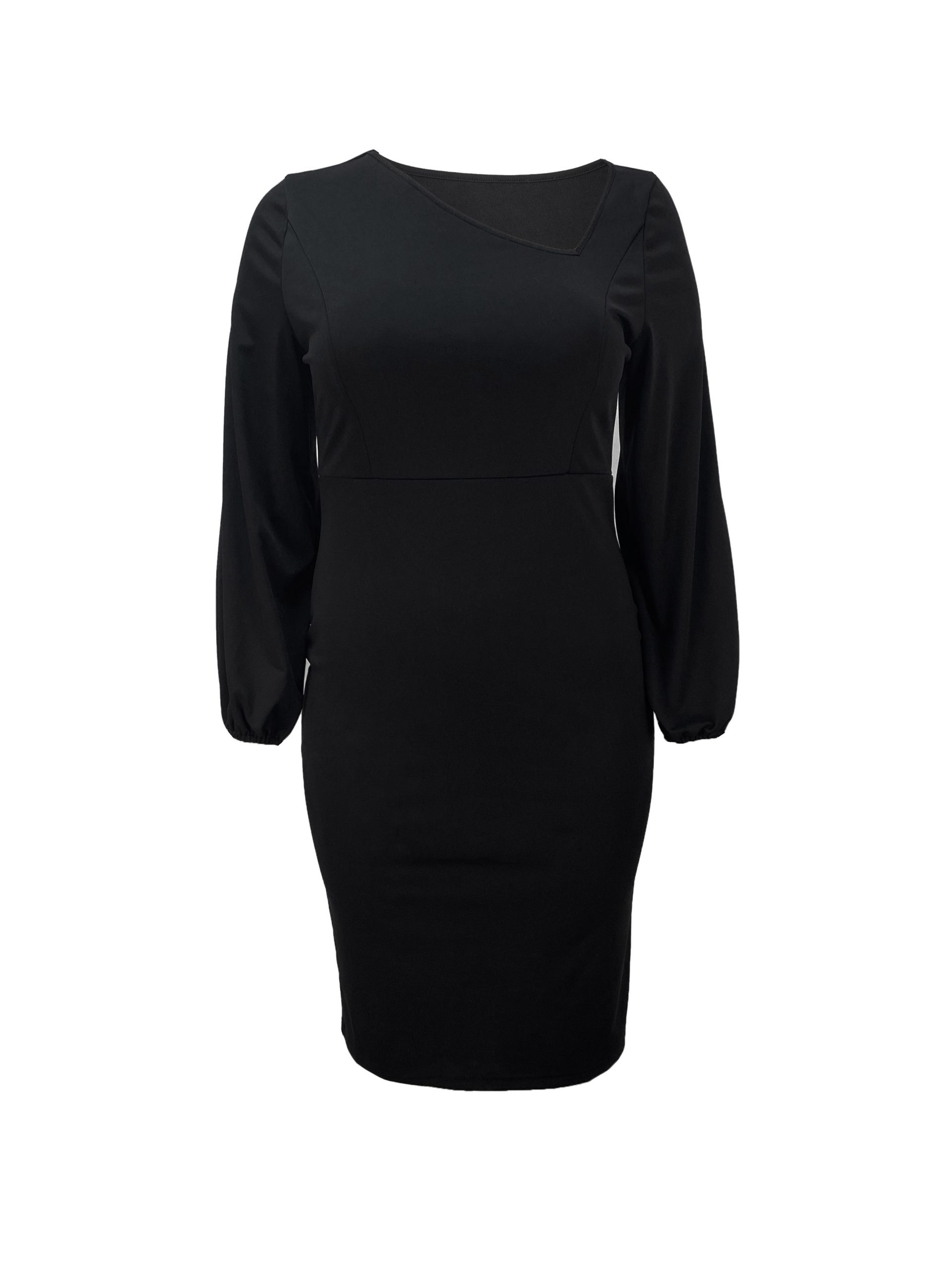 Robe moulante asymétrique en tissu tricoté légèrement extensible – Image 5