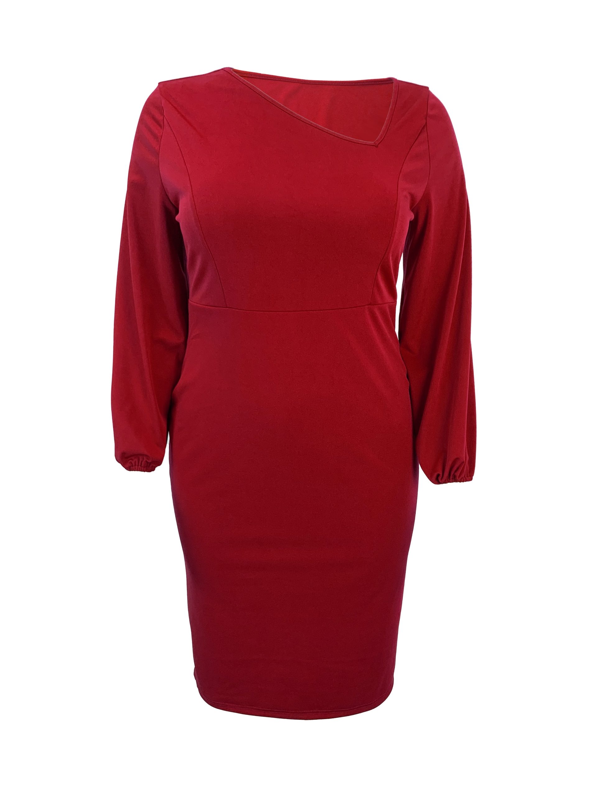Robe moulante asymétrique en tissu tricoté légèrement extensible – Image 7