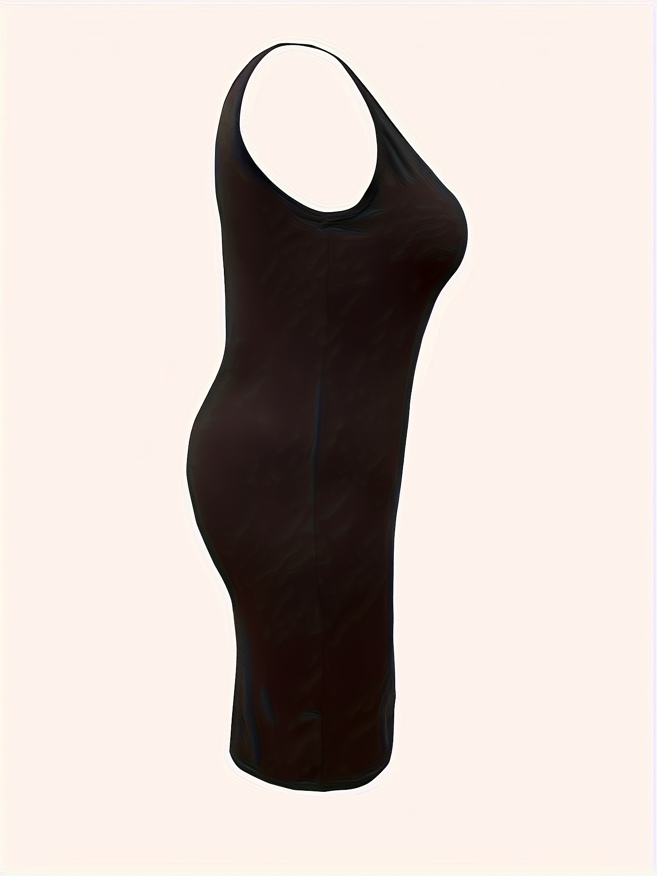 Robe sexy moulante ajustée extensible à col rond sans manches à bretelles en tissu brillant – Image 4