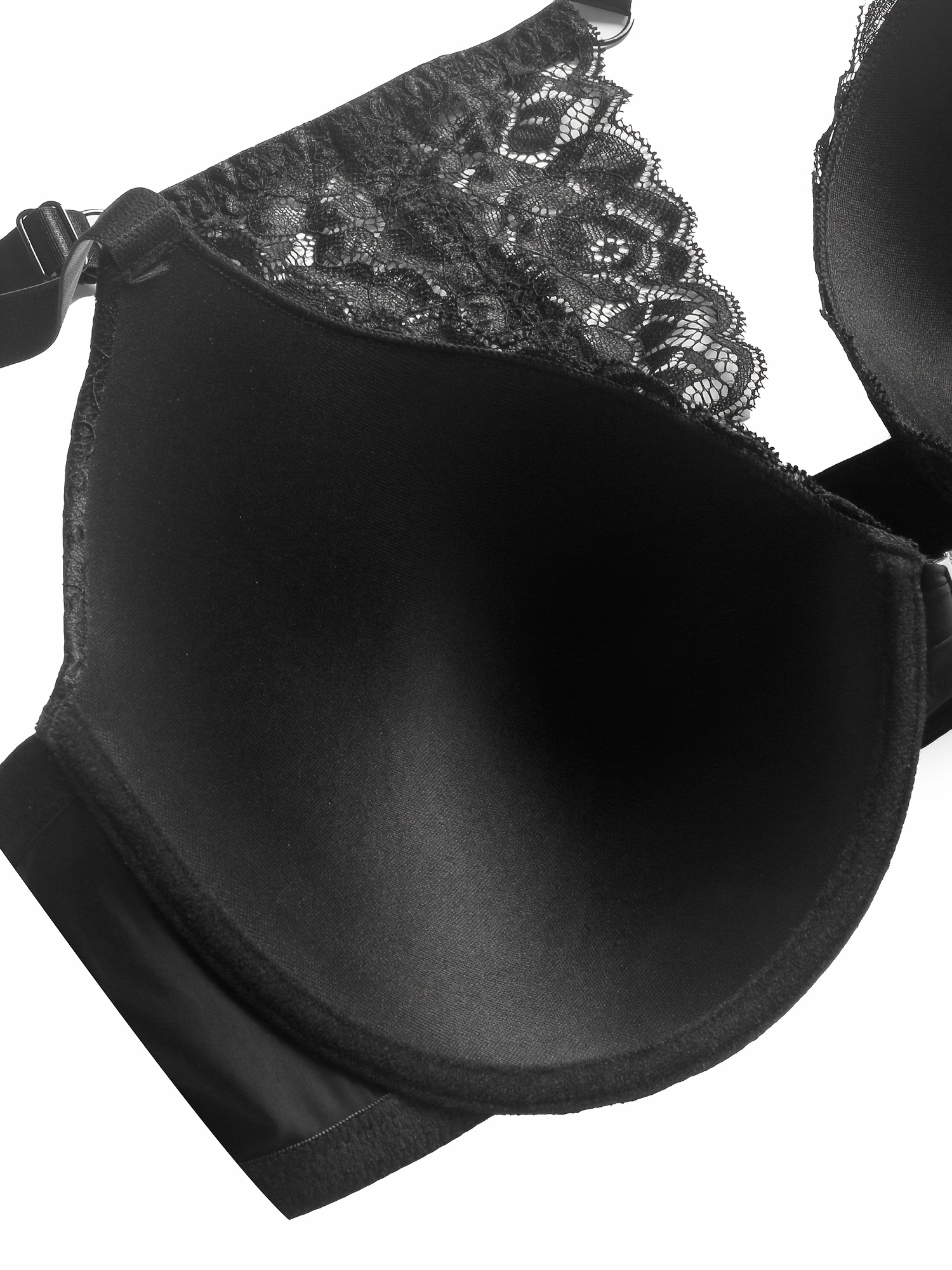 Soutiens gorge en dentelles à dos racine avec doublure légère & coussinets non amovibles à élasticité moyenne à détail floral en tissu tricoté – Image 11