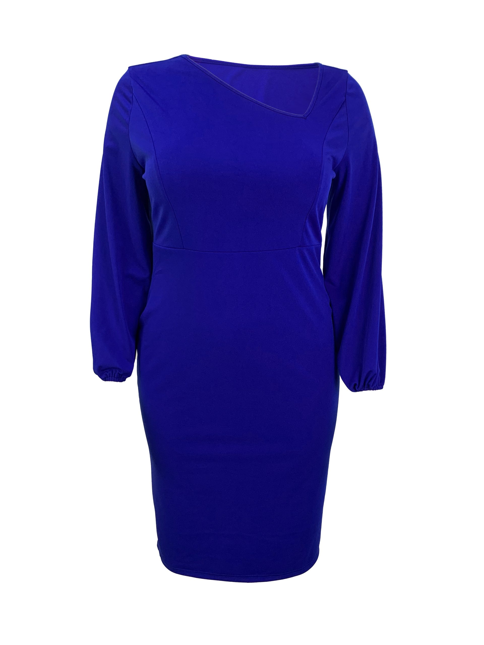 Robe moulante asymétrique en tissu tricoté légèrement extensible – Image 6