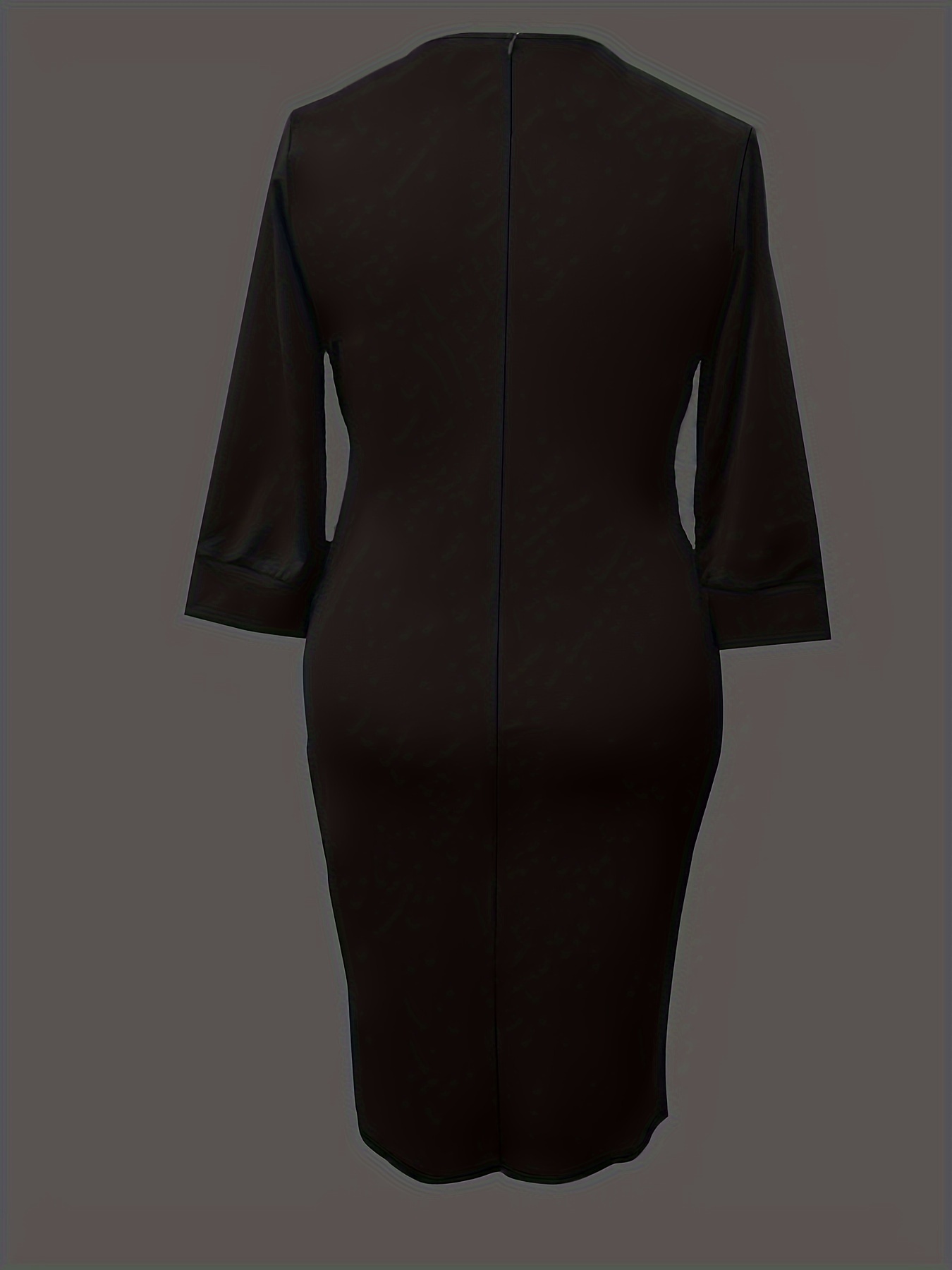 Robe moulante élégante à rayures à encolure en V & manches longues – Image 4