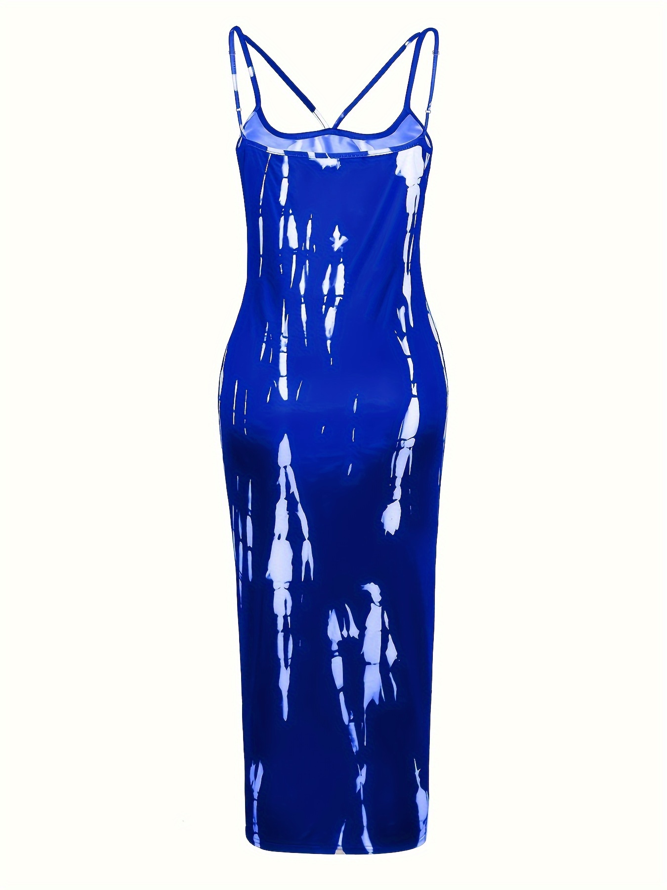 Robe sexy à bretelles découpées imprimé aléatoire – Image 4