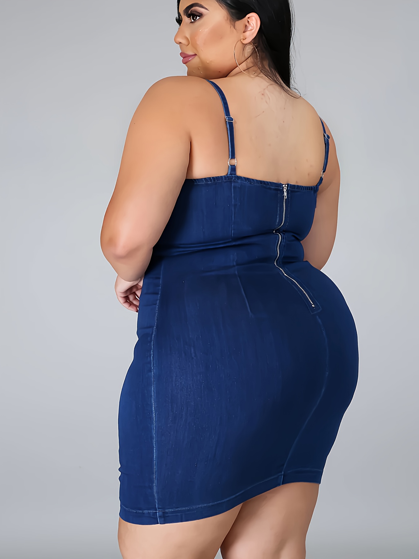 Robe sexy moulante en jean à encolure dégagée – Image 6