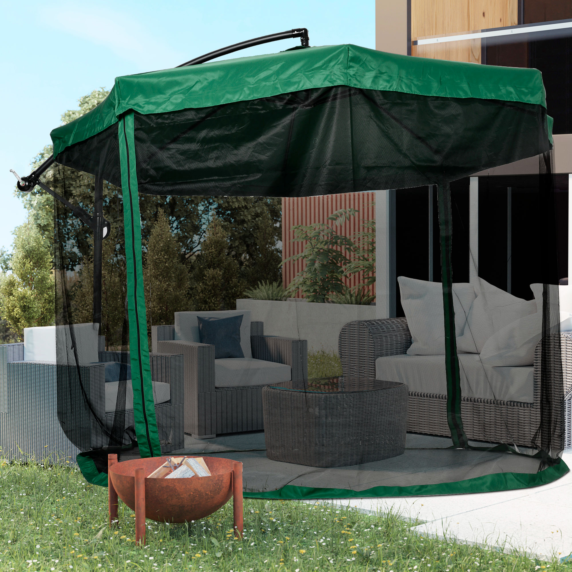 Parasol octogonal avec moustiquaire 295/242 H cm