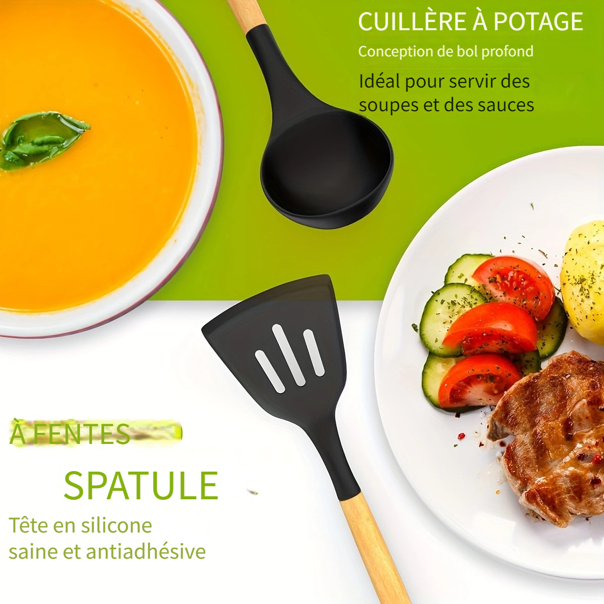Ensemble de 36 ustensiles de cuisine avec manches en bois – Image 8