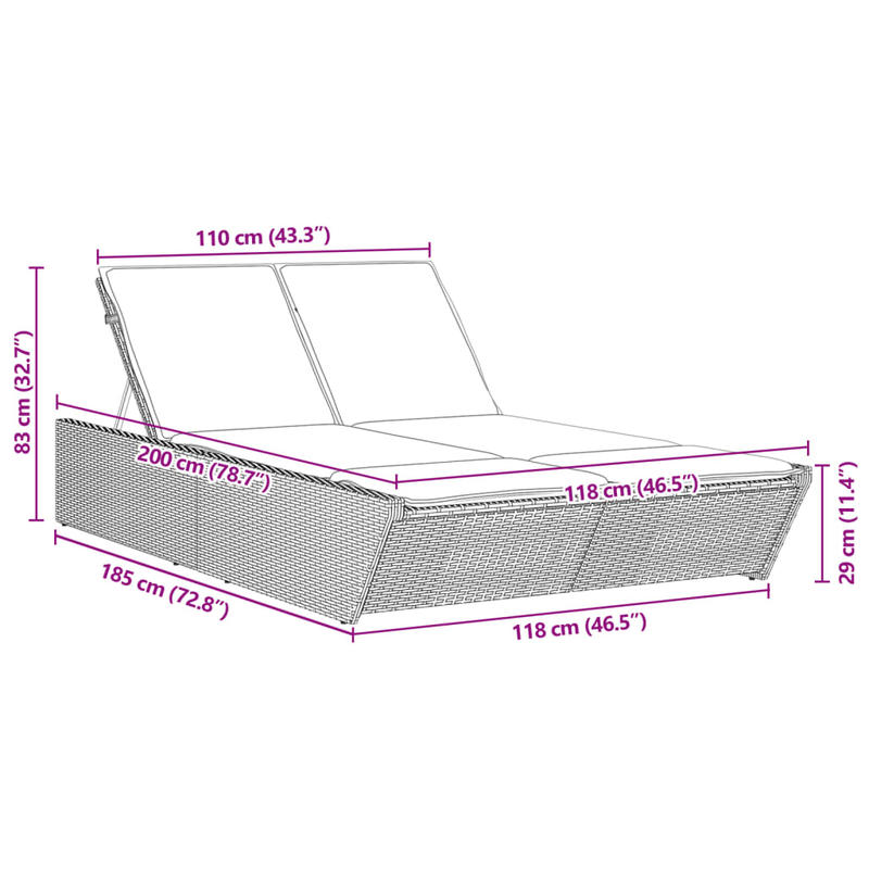 Chaise double longue avec coussins – Image 11