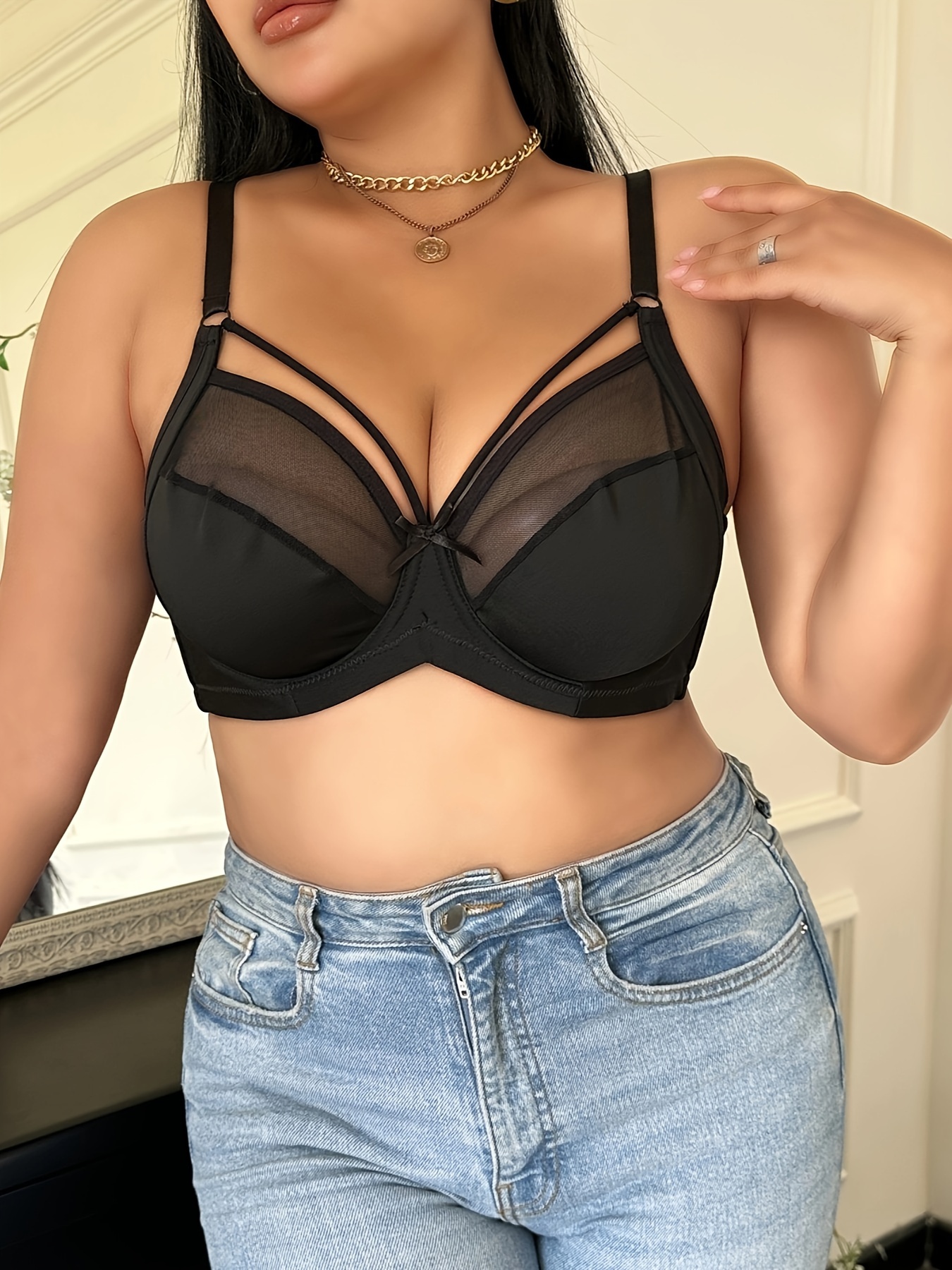Soutien gorge élégant à bretelle en maille avec armatures & rembourrages – Image 4