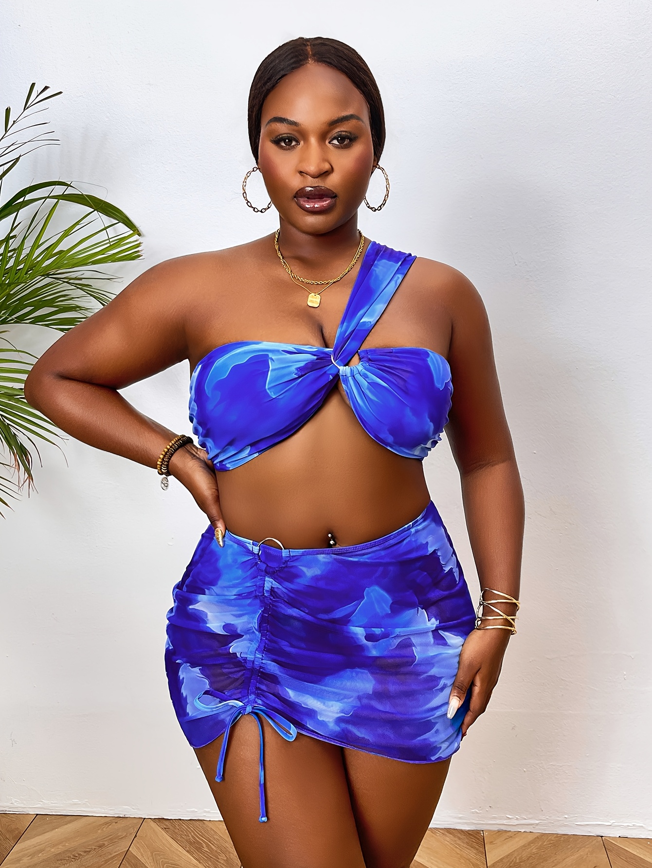 Bikini 3 pièces avec bretelle en maille & lien – Image 7