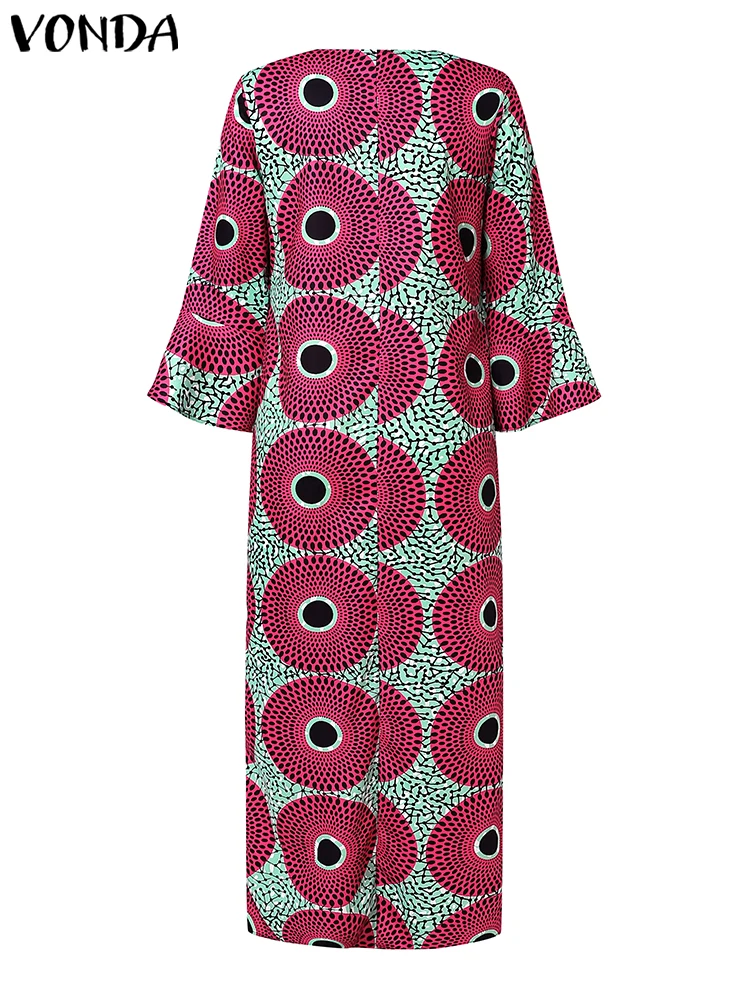 Robe africaine en col V à manches longues – Image 4