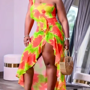 Robe sexy à épaule dénudée devant court & dos long
