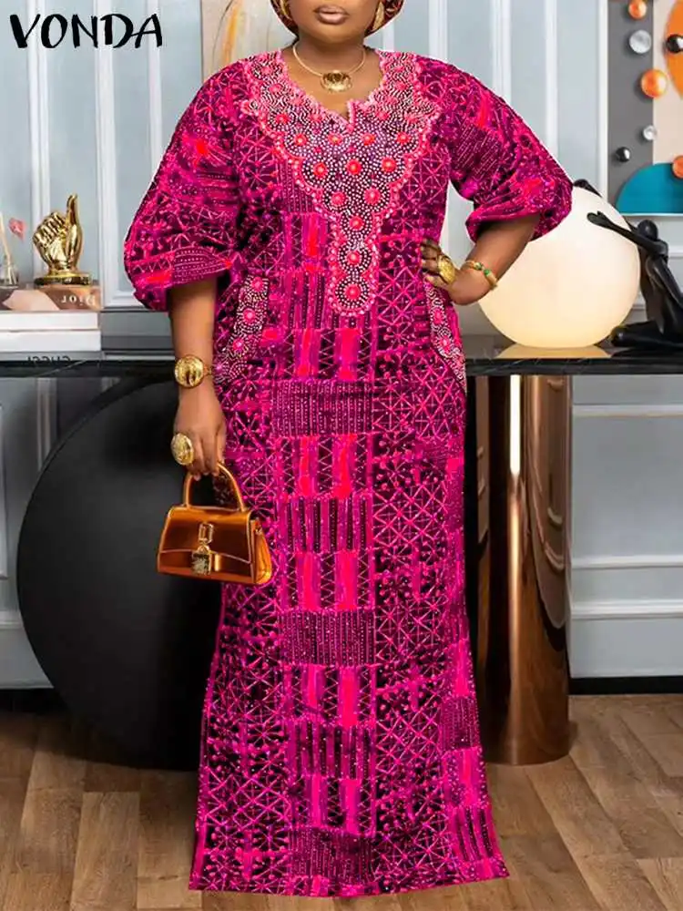 Robe africaine à manches bouffantes V – Image 2
