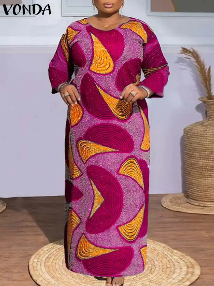 Robe africaine à manches longues à col rond – Image 3