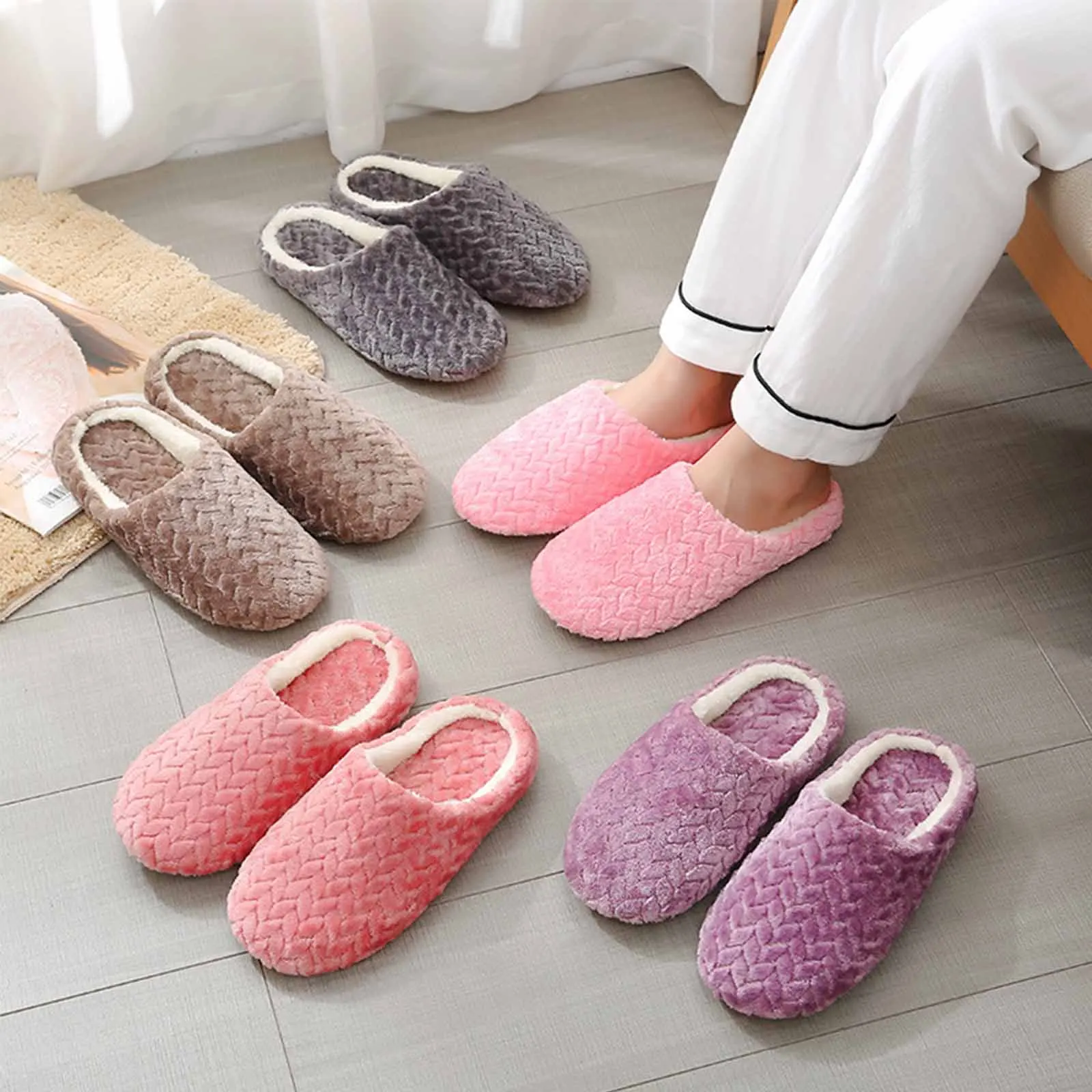 Chaussons d'intérieur en coton doux – Image 2