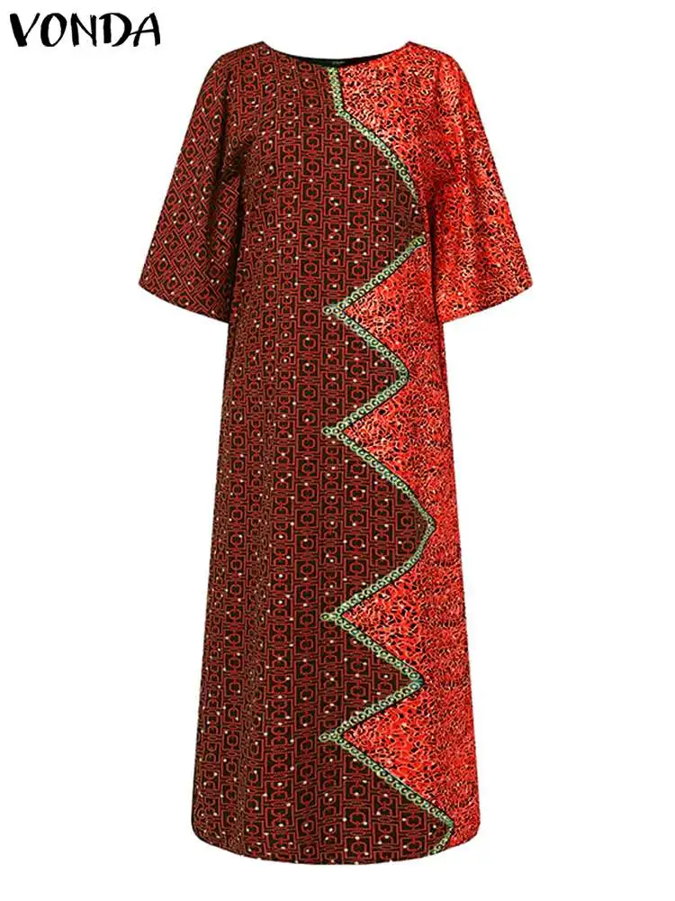Robe africaine décontractée à col rond – Image 4