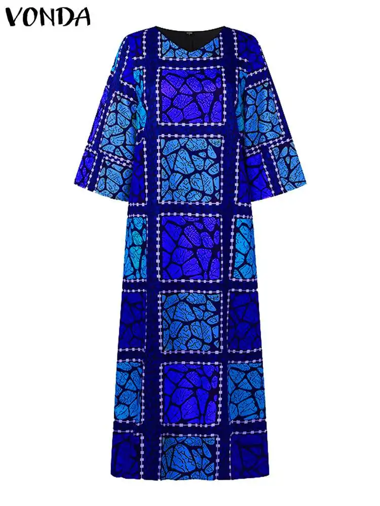 Robe africaine à manches évasées à col V – Image 5