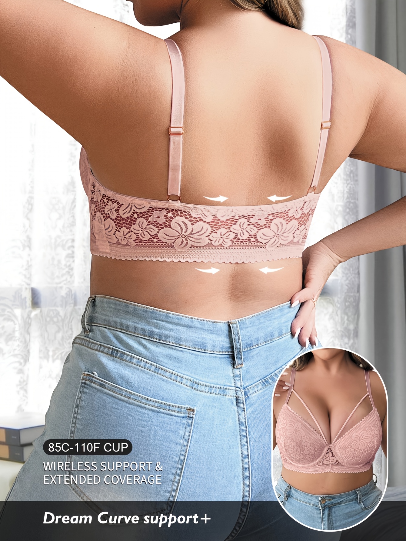 Soutien gorge en dentelle avec noeud avec anti-décollement & rassemblement – Image 3