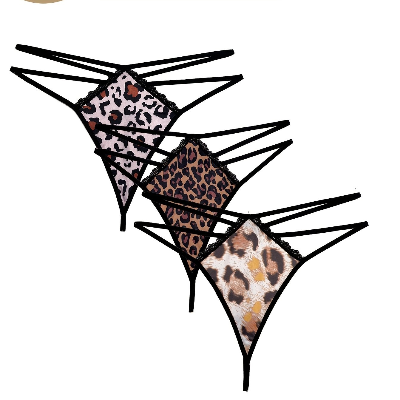 Strings sexy en dentelle imprimé léopard
