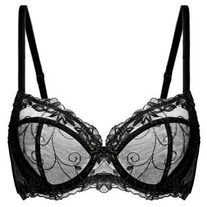 Soutien gorge en dentelle semi-transparente avec détail floral brodé & non doublé