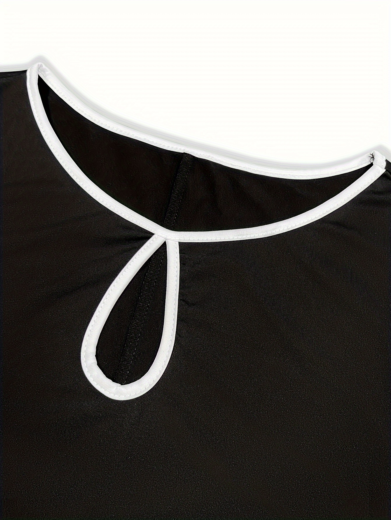 Robe moulante extensible élégante à col rond & bordure contrastée – Image 8