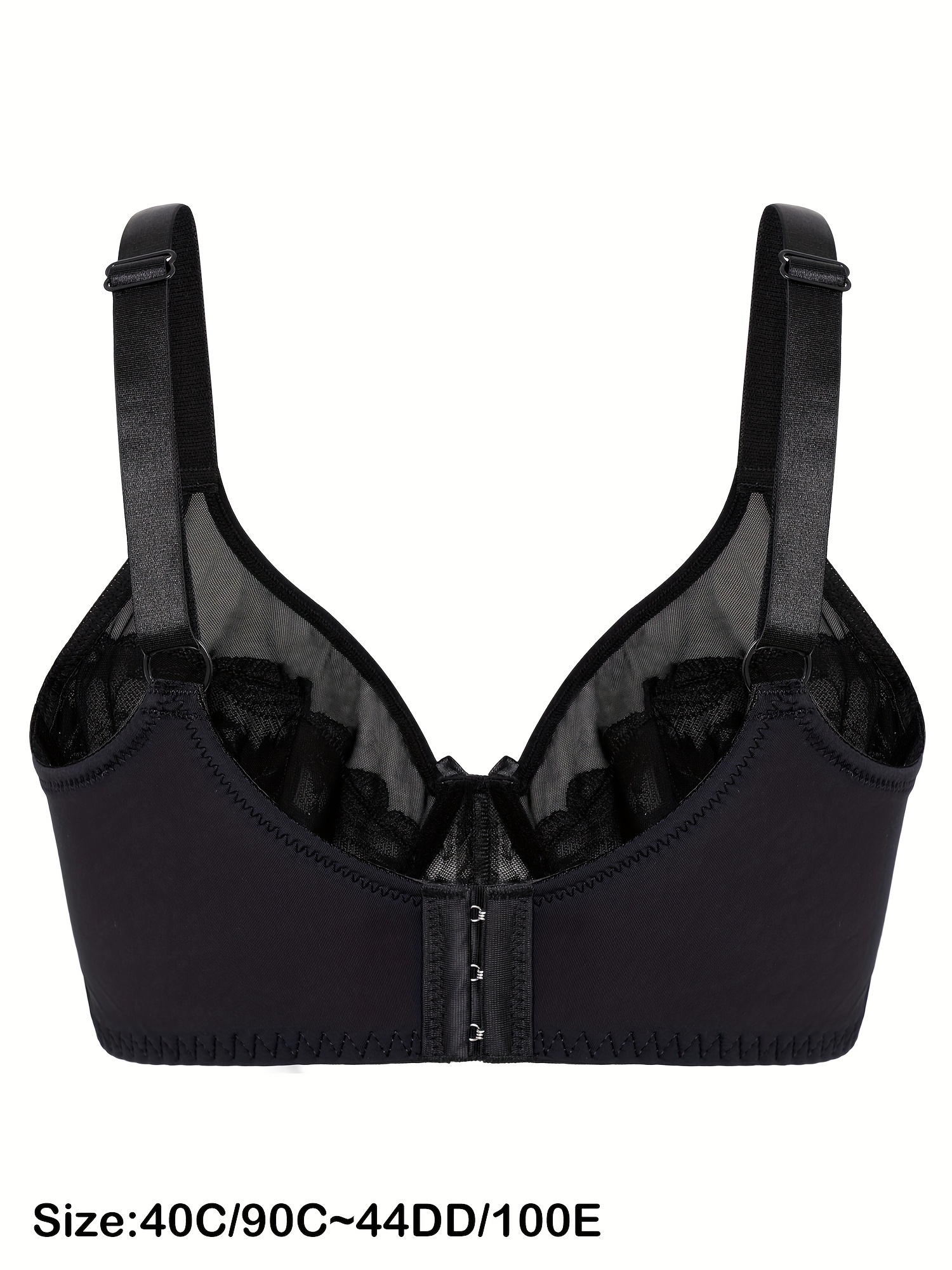 Soutien gorge en dentelle minimisateur floral à couverture complète en maille non rembourré à armature – Image 4