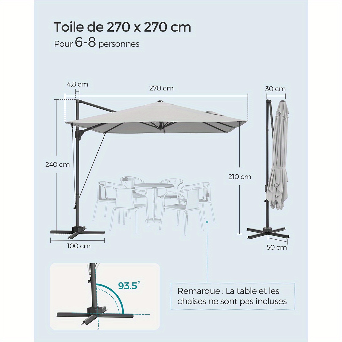 Parasol déporté 270/270 cm – Image 5