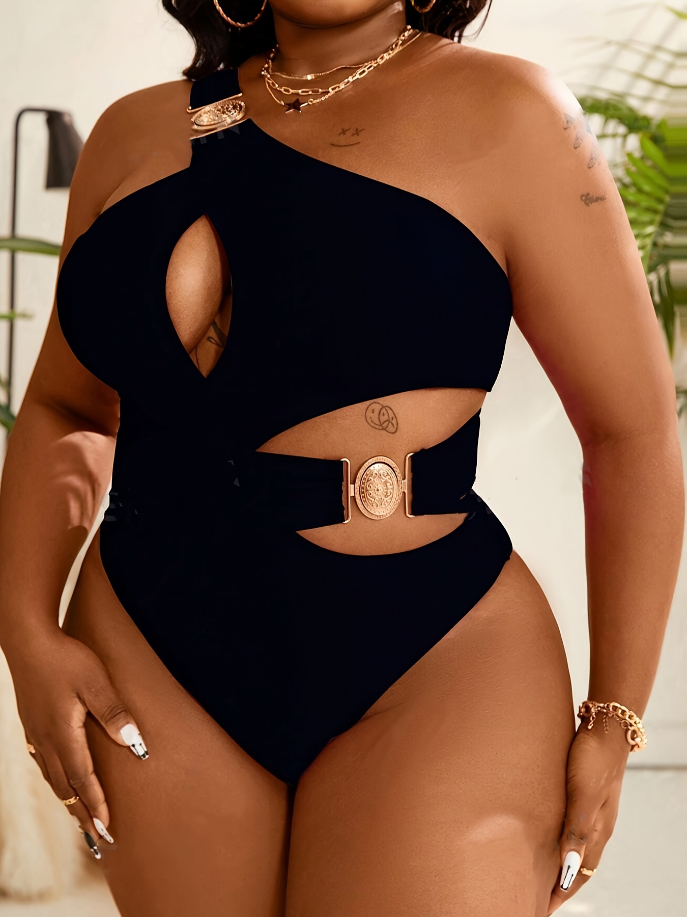 Maillot de bain chic à épaule dénudée & coussinets amovibles – Image 5