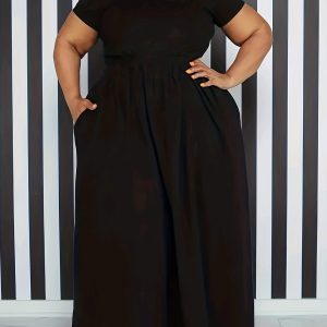 Robe longue à manches courtes à élasticité moyenne