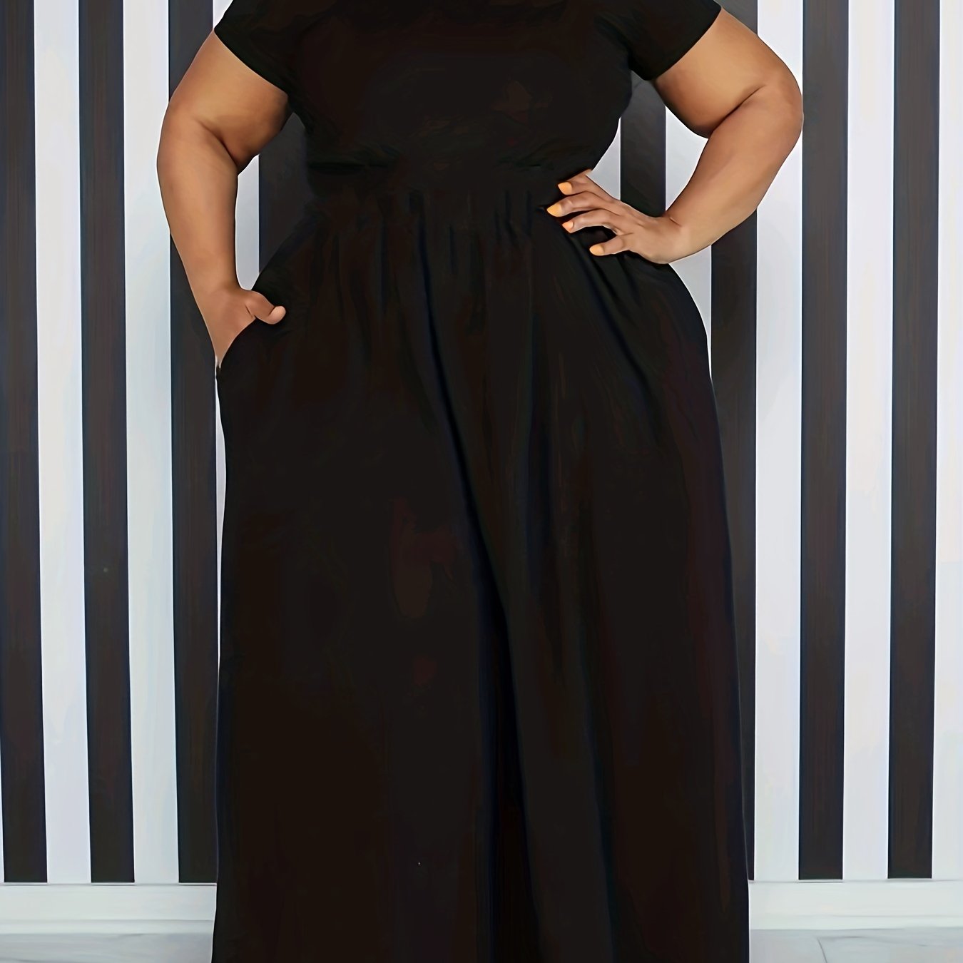 Robe longue à manches courtes à élasticité moyenne