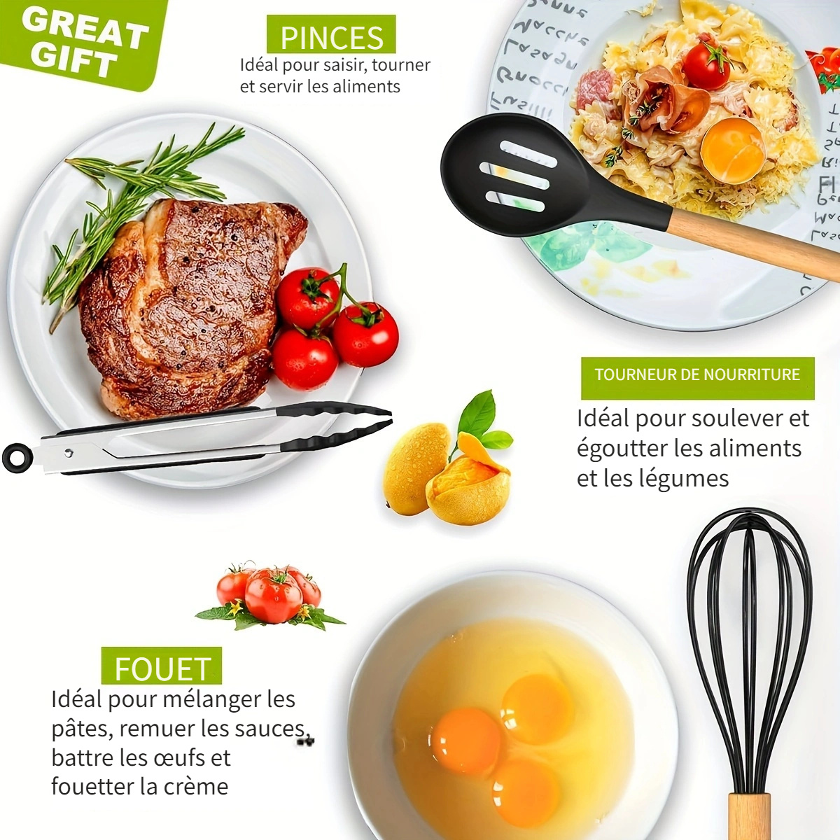 Ensemble de 36 ustensiles de cuisine avec manches en bois – Image 2