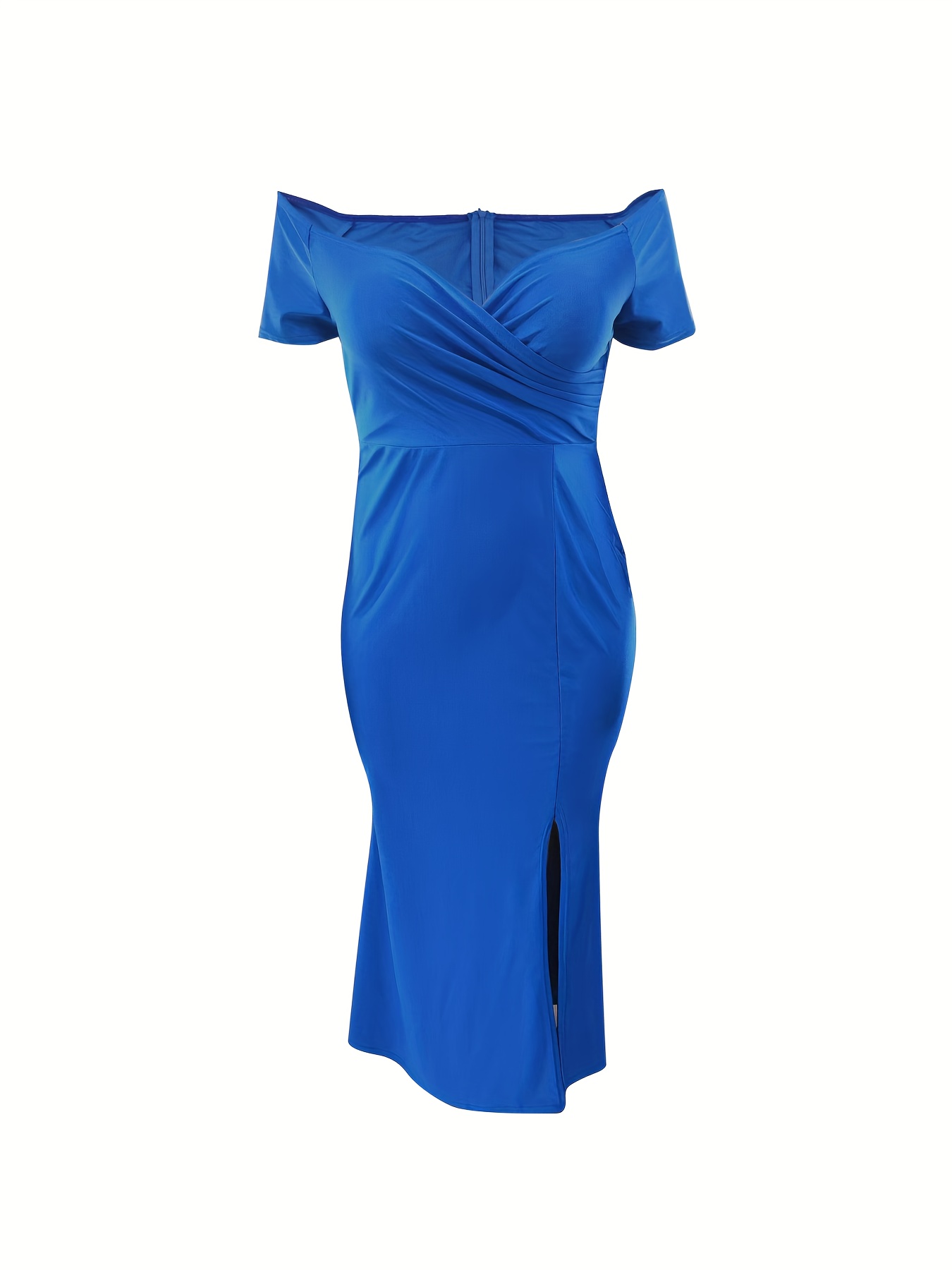 Robe élégante à col V croisé à manches courtes & une fente sur le côté – Image 8