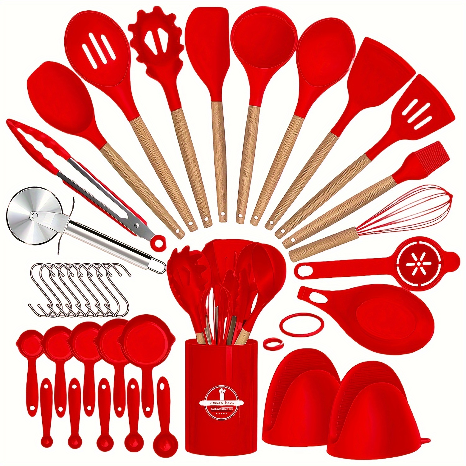 Ensemble de 36 ustensiles de cuisine avec manches en bois – Image 10