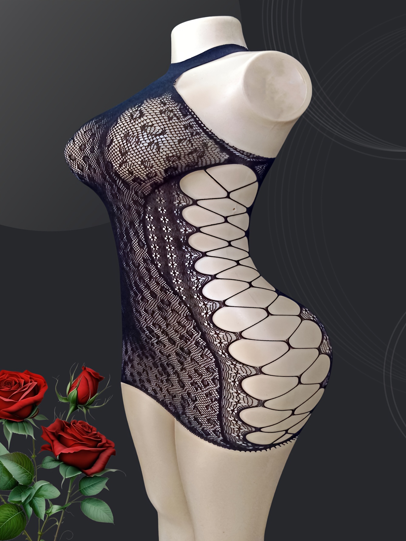Robe sexy en maille de résille à haute élasticité