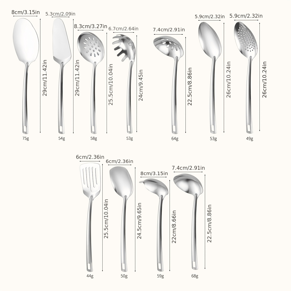 Ensemble 11 pièces d'ustensiles de cuisine en acier inoxydable – Image 5