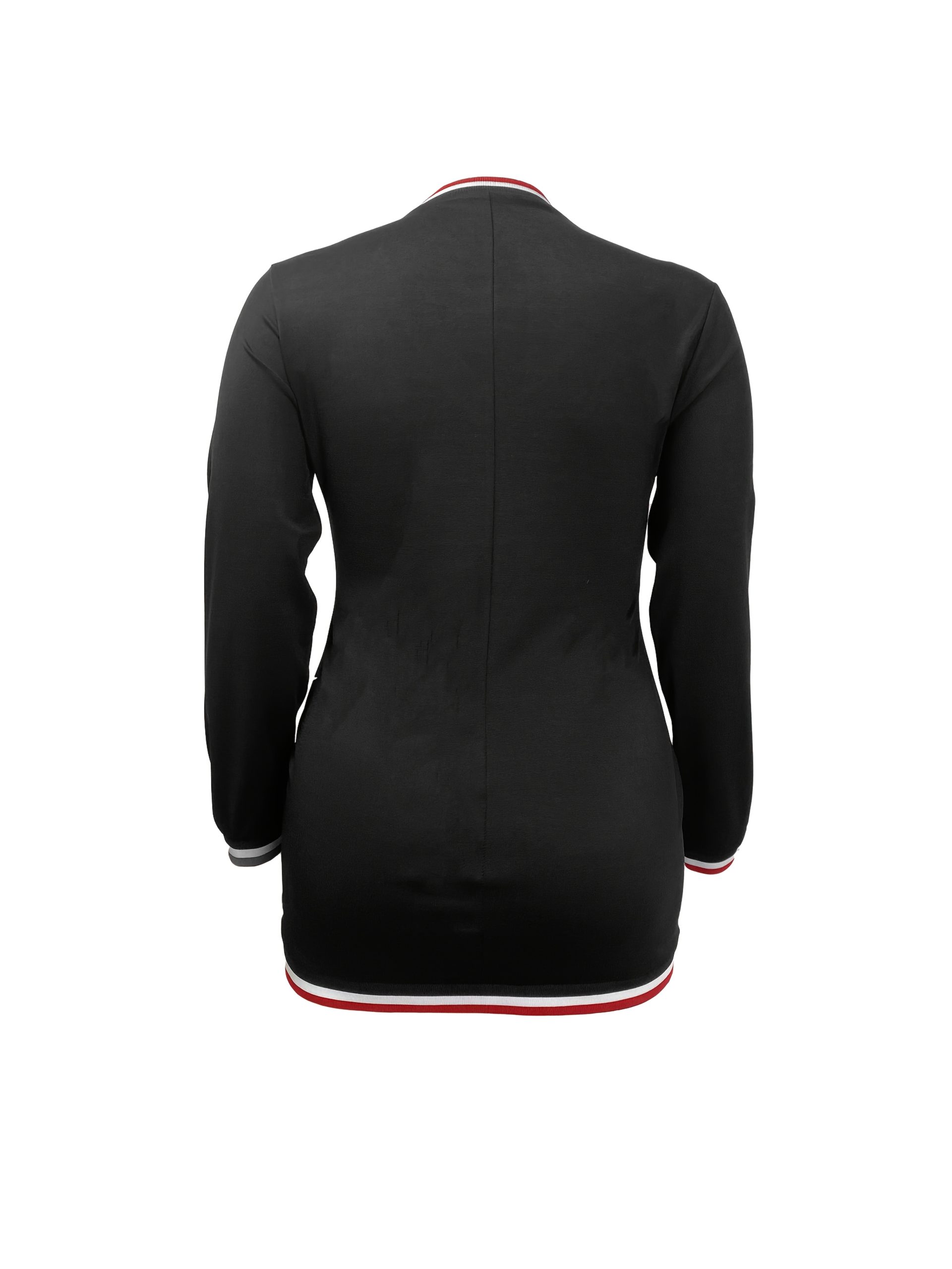 Robe slim à coupe ajustée à col V à coupe ajustée à manches longues – Image 4