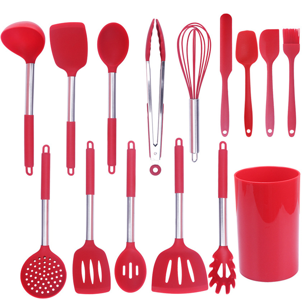 Ensemble de 15 ustensiles de cuisine en silicone avec manches en acier inoxydable – Image 5