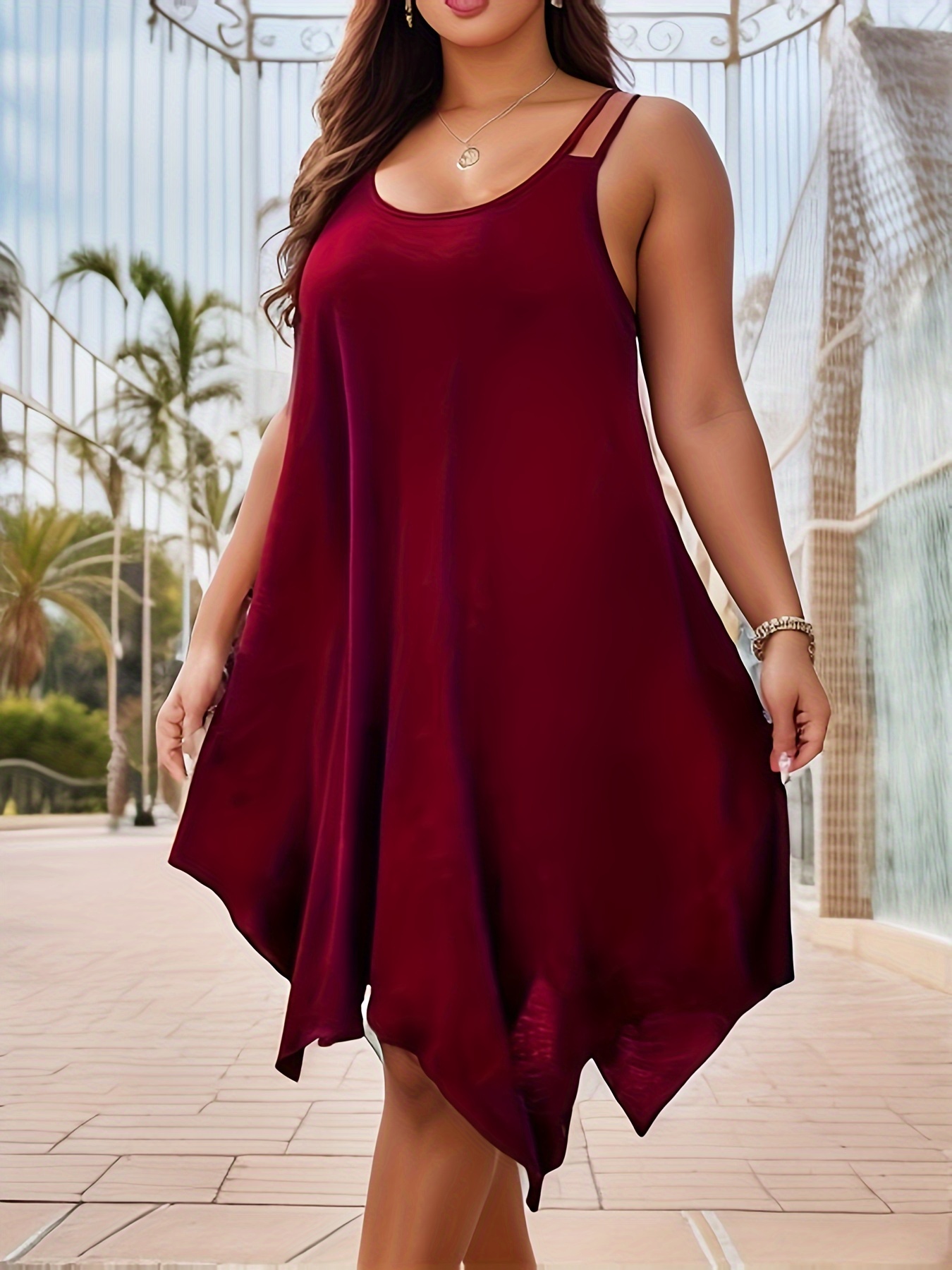 Robe camisole à ourlet irrégulier sans manches à col rond – Image 4